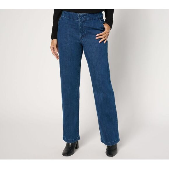 Susan Graver Pants - Susan Graver Women's Pants Sz 6 Denim Wide Leg Trouser Jean Blue A667773